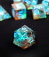 Handmade Sharp Edge Color DND Dice, 7 Piece Polyhedral Dice for TTRPGs, Dungeons and Dragons, Ice Tea with Mint