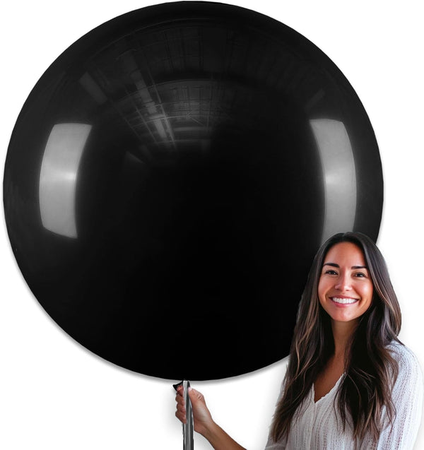 PartyWoo Black Balloons 4 pcs 36 Inch Extra Large Jumbo Matte Black Latex Helium Balloons for Party Decorations