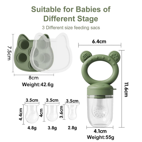 (4 Pack), WAJIAYON Baby Breastmilk Popsicle Molds & Baby Fruit Feeder Infant Food Freezer Tray Storage Containers