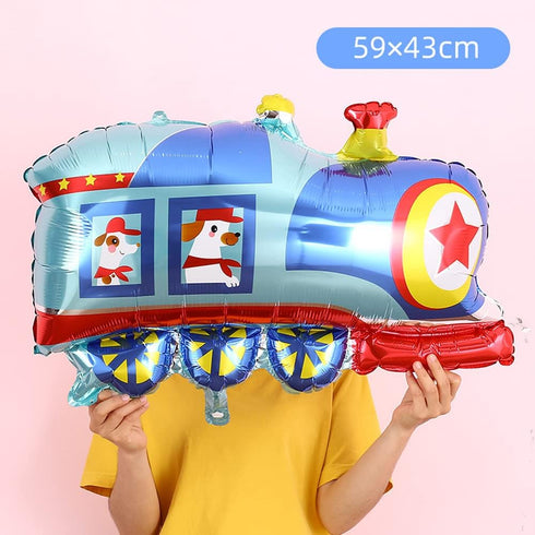 Weenkeey 3rd 3 Birthday Train Balloons - Giant Aluminum Foil Balloon Number Mylar for Railroad Party - Blue