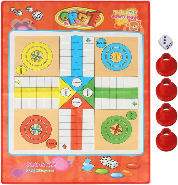 Ludo Board Game Set, 23.6 x 17.7inch Non-Woven Fabric Foldable Snakes and Ladders Game Set