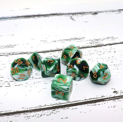 Polyhedral DND Dice Set - Green White RPG Dice for Dungeon and Dragons, D&D Pathfinder MTG Role Playing Games