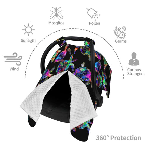 Sea Turtle Baby Car Seat Canopy Nursing for Breastfeeding Multi-Use Infant Stretchy Carrier Carseat Winter Cover
