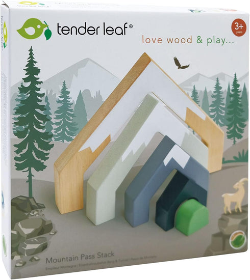 Set 3+ Tender Leaf Toys - Mountain Pass Stack - Stacking Train Tunnel Toy for Children - Develop Fine Motor Skills