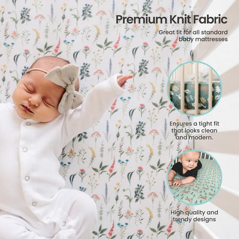 Vance Premium Knit Crib Sheets for Standard Baby Mattresses