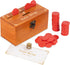 Wooden Penny Game, Coin Drop Game with 50 Coins, Wooden Game Box and 1 Dice for Family Fun Interaction