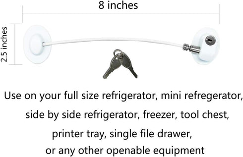 1 Pack Refrigerator Lock with 2 Keys, Dorm Freezer Door Lock and Child Safety Cabinet Lock with Strong Adhesive