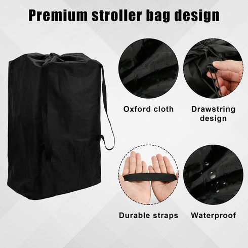 Stroller Bag for Airplane Travel, Waterproof Baby Stroller Cover for Gate Check with Handle (Black)