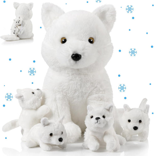Lenwen 5 Pcs Stuffed Animal Bulk 1 Mommy Plush with 4 Cute