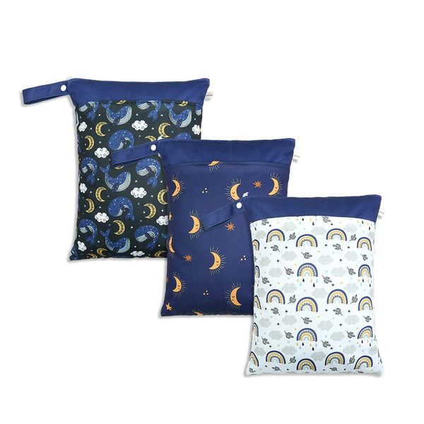 KKTAPOS Wet Dry Bags for Baby Cloth Diapers - Waterproof Reusable Washable Travel