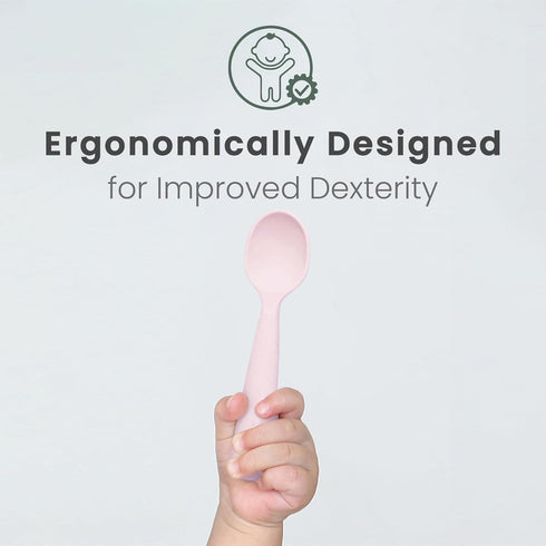 Miniware Silicone Baby Spoon for Training - 100% Food Grade Silicone, BPA Free Baby Spoons Self Feeding 6 Months,