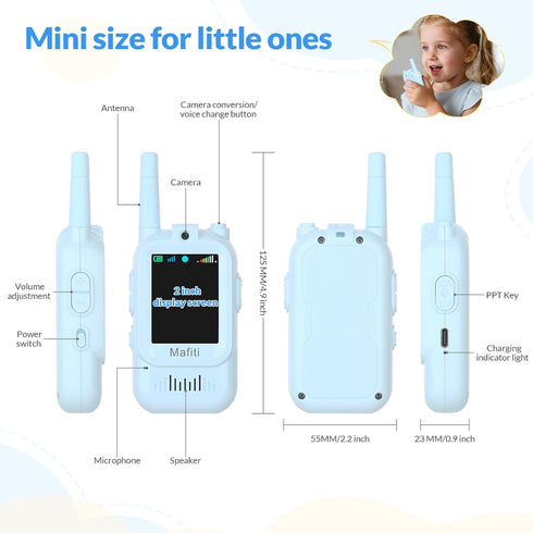 mafiti 2 Pack 3 4 5 6 7 8 1000 Video Walkie Talkies for Kids Rechargeable Birthday Gift Toddler Toys for Year Old Boys
