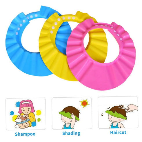 Eioflia 3PCS Baby Shower Cap, Baby Shampoo Cap Adjustable Shower Hat Soft Hair Washing Shield for Toddlers Kids