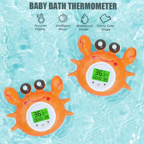 Wemay Bath Thermometer with Room Temperature Tri-color Backlit Display Fahrenheit and Celsius Lovely Crab Shape float
