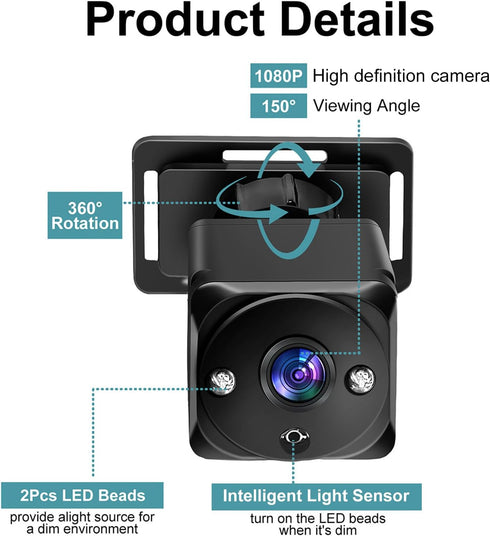 Xixian 4.3 Inch 1080P 2 Baby Car Camera Monitor Night Vision Wide View Angle USB Plug for Newborn Safety (Rear Facing
