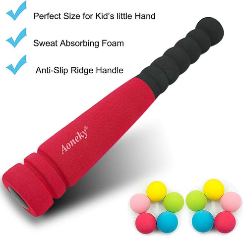 Aoneky Mini Foam Baseball Bat and Ball, 11.8 Inch for Toddler