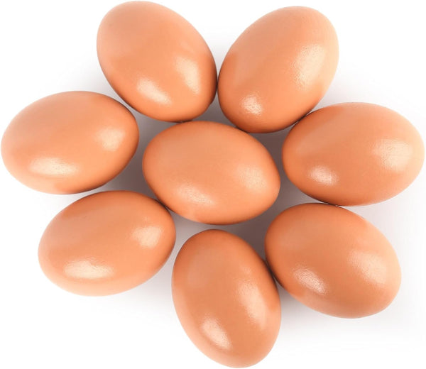 LovesTown 8PCS Fake Wooden Eggs, Faux Eggs for Chicken Nesting Box Play