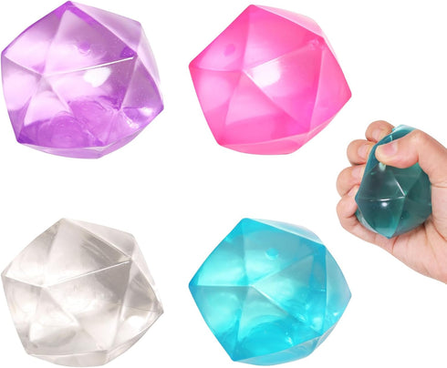 FauKait 4pcs Mini Small 1.8inch Masonry Ice Squishy Stress Balls-Polyhedron Diamond Sugar Balls