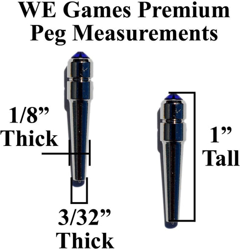 WE Games Black Metal Cribbage Pegs - Set of 3 with Swarovski Austrian Crystals in Cobalt Blue