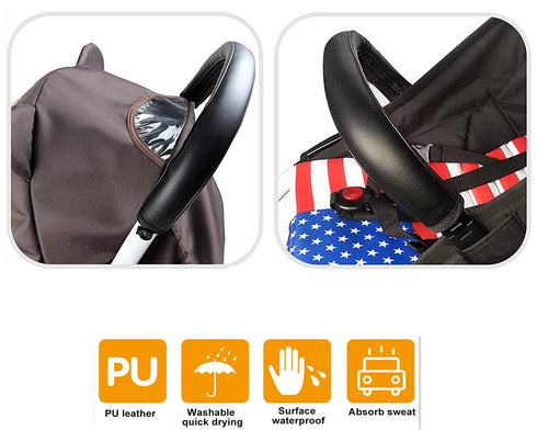 CHILDHOOD Universal Baby Stroller Armrest Handle Sleeve Cover, Artificial Leather, Black