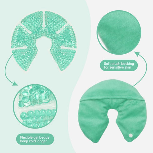 Hot/Cold Breast Gel Bead Ice Packs, Breast Cooling/Heat Pads for Nursing Pain, Mastitis, Engorgement, Swelling, Plugged