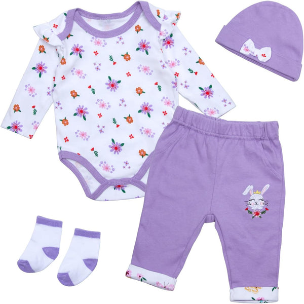 Reborn Baby Doll Clothes, 4 Pieces, 20-22 Inch Purple Clothing Sets for Newborn Baby Dolls