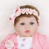 16 inch Set 3+(Pink ENADOLL Reborn Baby Doll Realistic Silicone Vinyl Baby Pink Hairband Girl Weighted Soft Body