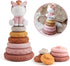 Nueplay 7 Pcs Stacking & Nesting Baby Toys, Squeeze Teething Toys with Pink Horse Figure, Newborn Essentials