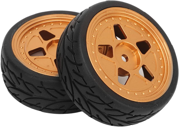 VBESTLIFE RC Car Tires, Aluminum Alloy Rubber Wheel Rims Replacement for ZD Racing 1/16 S16 EX16 (2Pcs)
