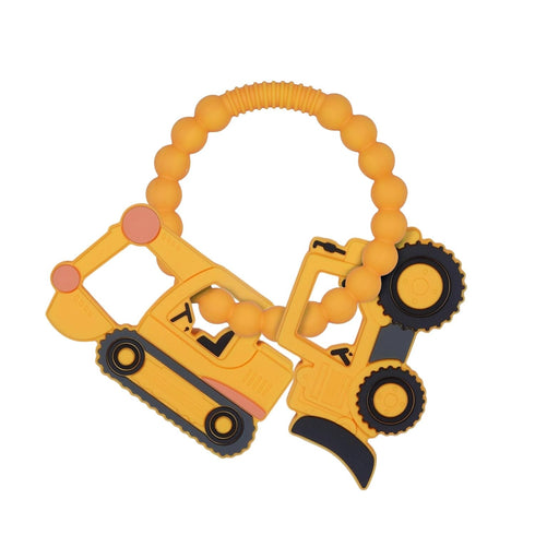 Silicone Baby Ring Toy with Excavator,Bulldozer Teethers,Must Haves Teething Relief Chew Toys