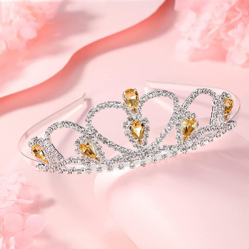 Lovelyshop Colorful Gems Silver Rhinestone Tiara for Kids, Birthday Princess Crown