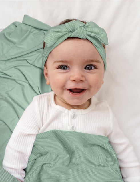 Stretchy Baby Swaddle Blanket and Headband Set, Newborn Receiving Blankets with Matching Hat