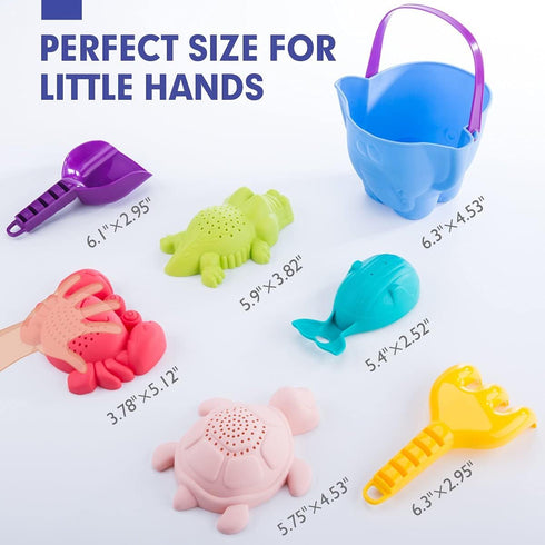 Beach Toys for Toddlers 1-3, Sand Toys Set with Baby Bucket, Rake, Shovel for Outdoor Play, Travel Toys for 1 Year Old