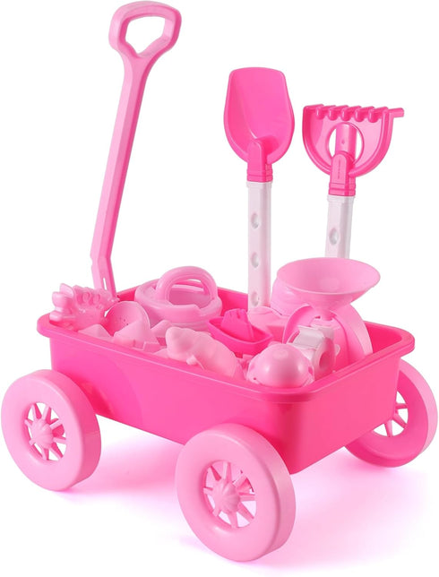 Liberty Imports 14 PCS Pink Princess Beach Wagon Plastic Toy Playset for