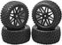 12mm Hex Wheel Rims Mesh Shape Rubber Tires with Sponge 88mm/3.46" Replacement for 1/10 RC Off-Road Car Truck Monster,Black by Vgoohobby