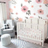 Pink Floral Girl Crib Sheet - 100% Combed Cotton, Breathable Watercolor Rose Baby Girl Crib Sheets