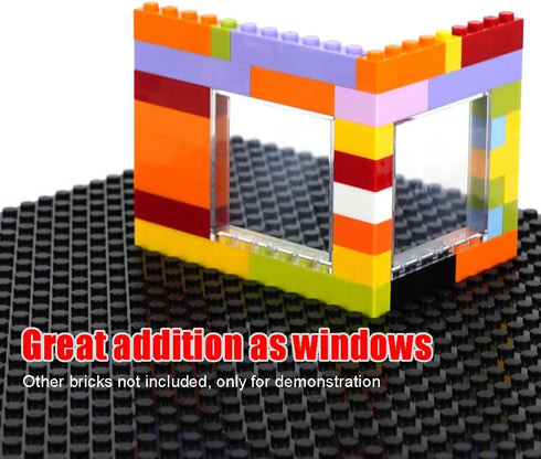 Clear Transparent Flat Plates Bricks, 24 Pieces 1x6x5 Classic Window Bulk Building Blocks Accessories