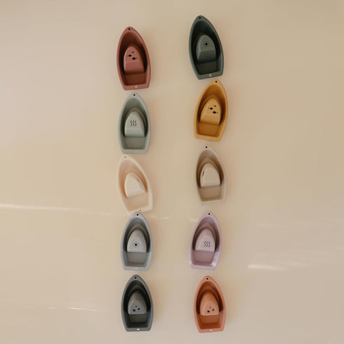 Set 5 mushie Stackable Bath Boats Toy (Petal) | Floating Bathtub Toys for Baby & Toddler, of | Made in Denmark