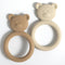 Silicone Baby Teether: Easy to Hold Teething Toy Ring for Babies, BPA Free (Sand + Light Grey)