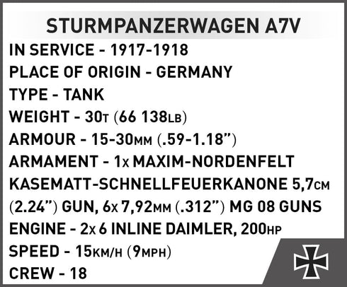 COBI Historical Collection Great War Sturmpanzerwagen A7V Tank