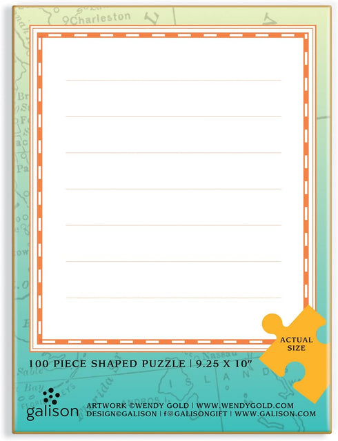 Galison Wendy Gold Florida Shaped Mini Puzzle, 100 Pieces, 8” x 9.75” – Die-Cut Jigsaw Puzzle Gift Idea