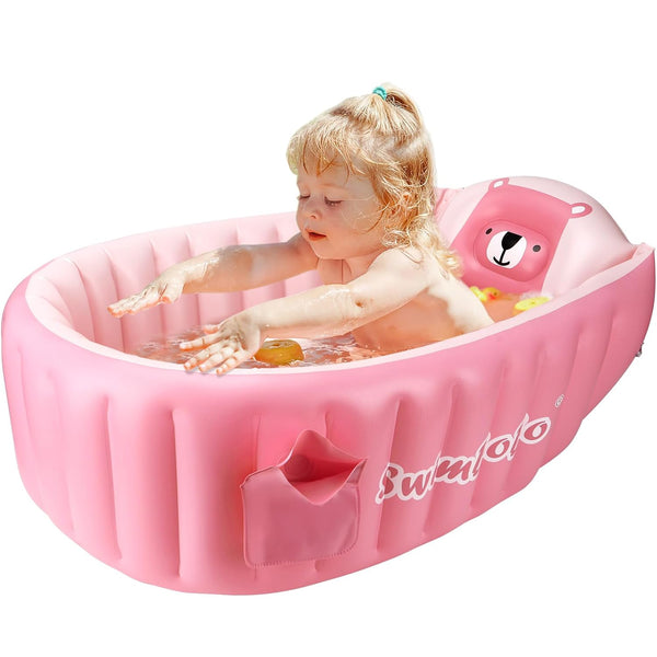 SHXKUAN Inflatable Baby Bathtub Infant Anti-Slip Bath Seat Pool with Air Pump Travel