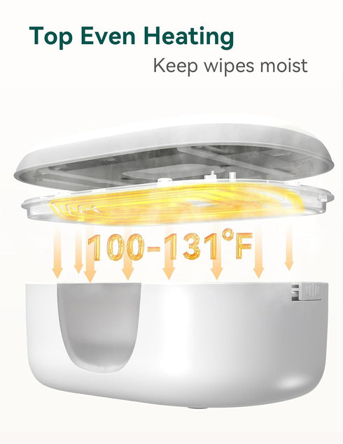 4-Level (100-131) Babelio Baby Wipe Warmer and Wet Wipes Dispenser | Large Capacity Wipes Warmer for Babies with Night