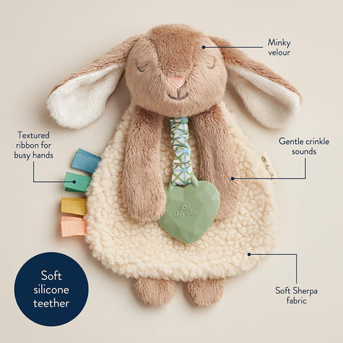 Itzy Ritzy - Itzy Lovey Including Teether - Baby Lovey with Teether, Textured Ribbons & Dangle Arms - Features Crinkle