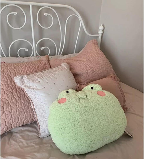 Frog Plush Pillow, Adorable Stuffed Animal (15 * 14 inch), Home Cushion Decoration for Kids and Adults