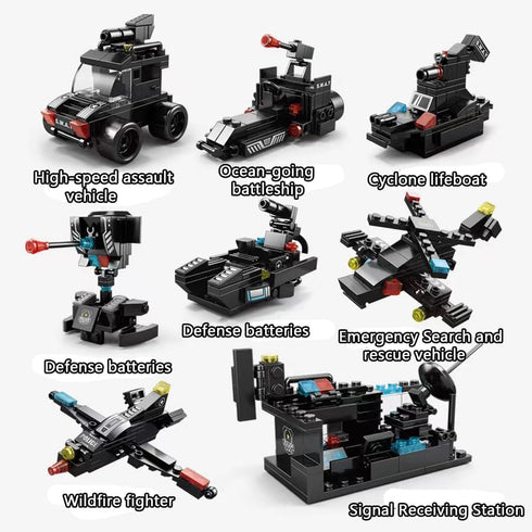 Building Block Robot 27 in 1 SWAT Police Command Truck Kit, 585 PCS Educational Toys for Kids Age 6-12