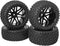 12mm Hex Wheel Rims with Mesh Shape Rubber Tires and Sponge, 88mm/3.46" Replacement for 1/10 RC Off-Road Car Truck