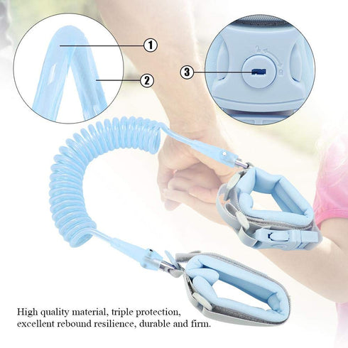2m Baby Anti-Lost Safety Wrist Link Harness Strap Rope Backpack Leash for Toddlers Kids (Blue), Includes Baby Bottle