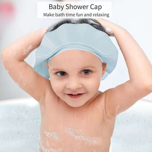 Baby Kids Shower Cap, Adjustable Bathing Protection Hat for Toddler, Baby, Kids (Blue)