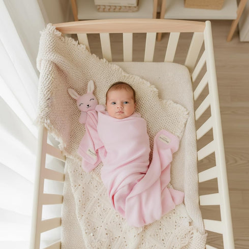 Set Set, Baby Gift - Organic Cotton Newborn Blanket and Lovey Security Blanket Thoughtful Baby Shower & New Baby Gift